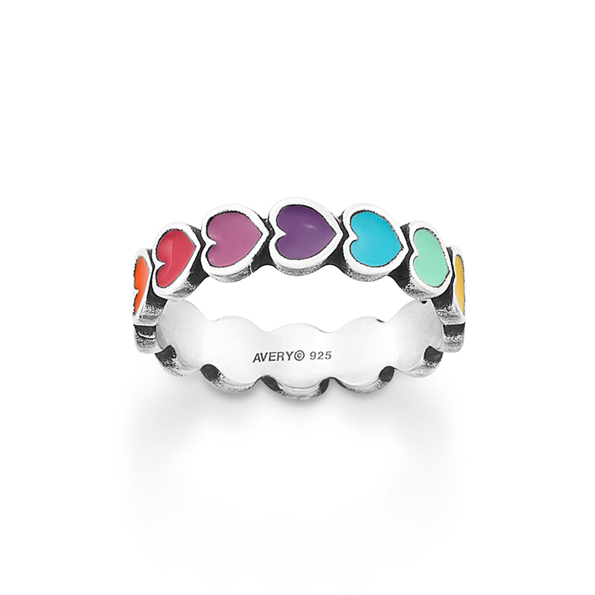 Enamel Multi-Colored Connected Hearts Ring – Consuela