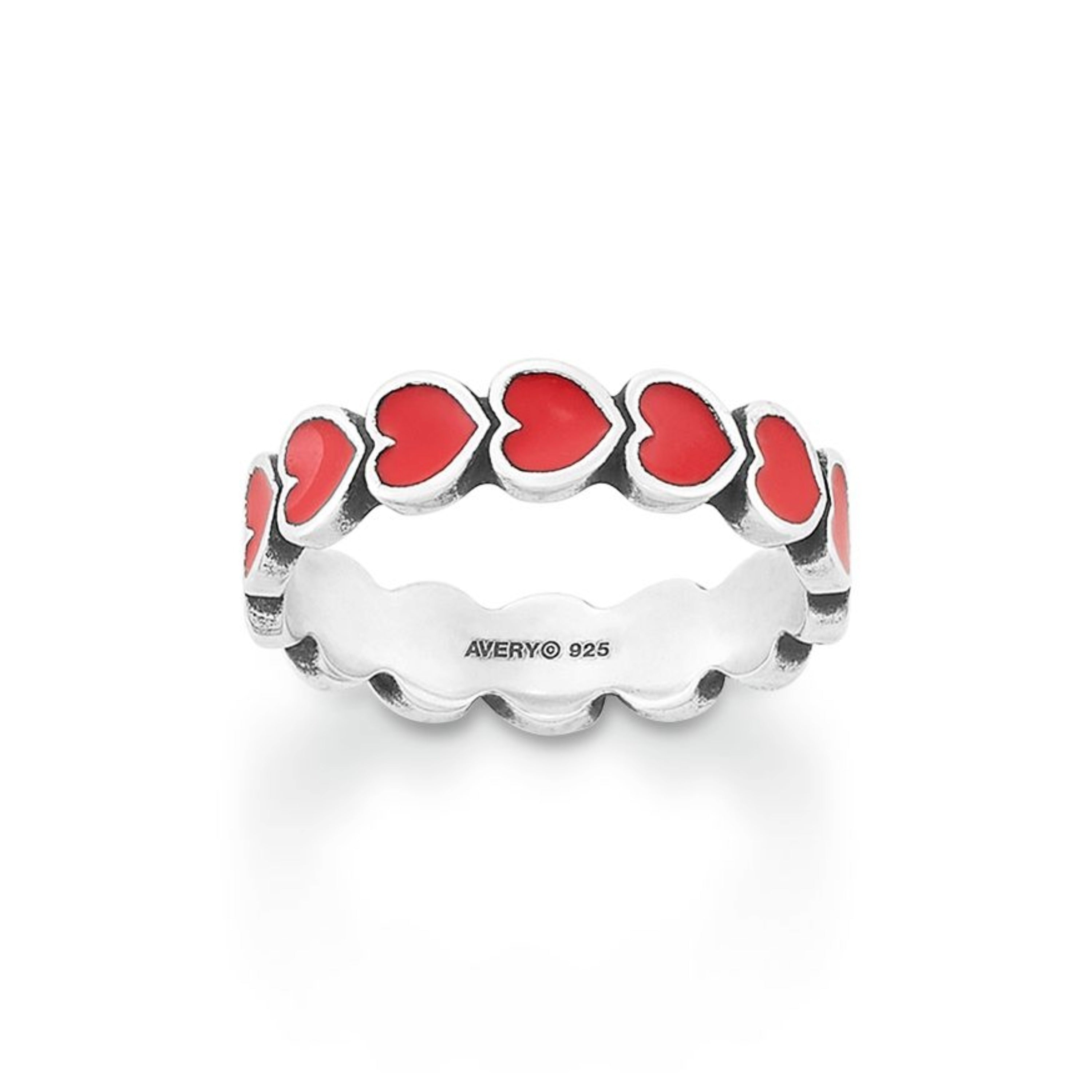 Enamel Red Connected Hearts Ring – Consuela
