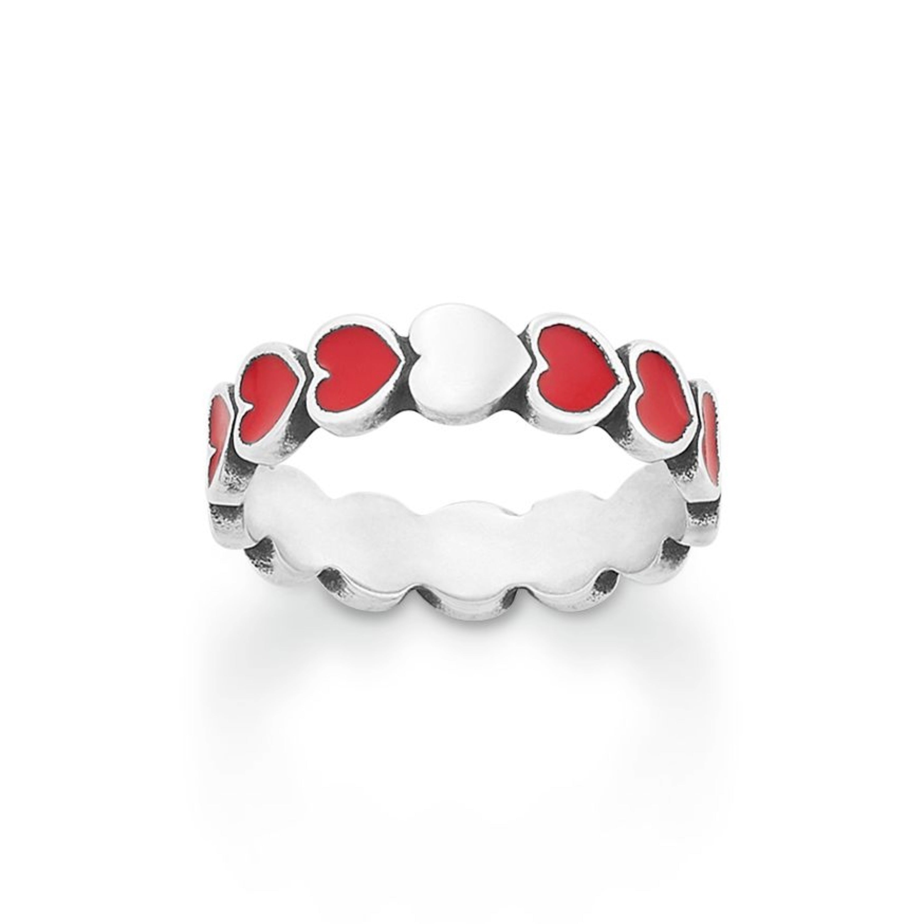 Enamel Red Connected Hearts Ring – Consuela