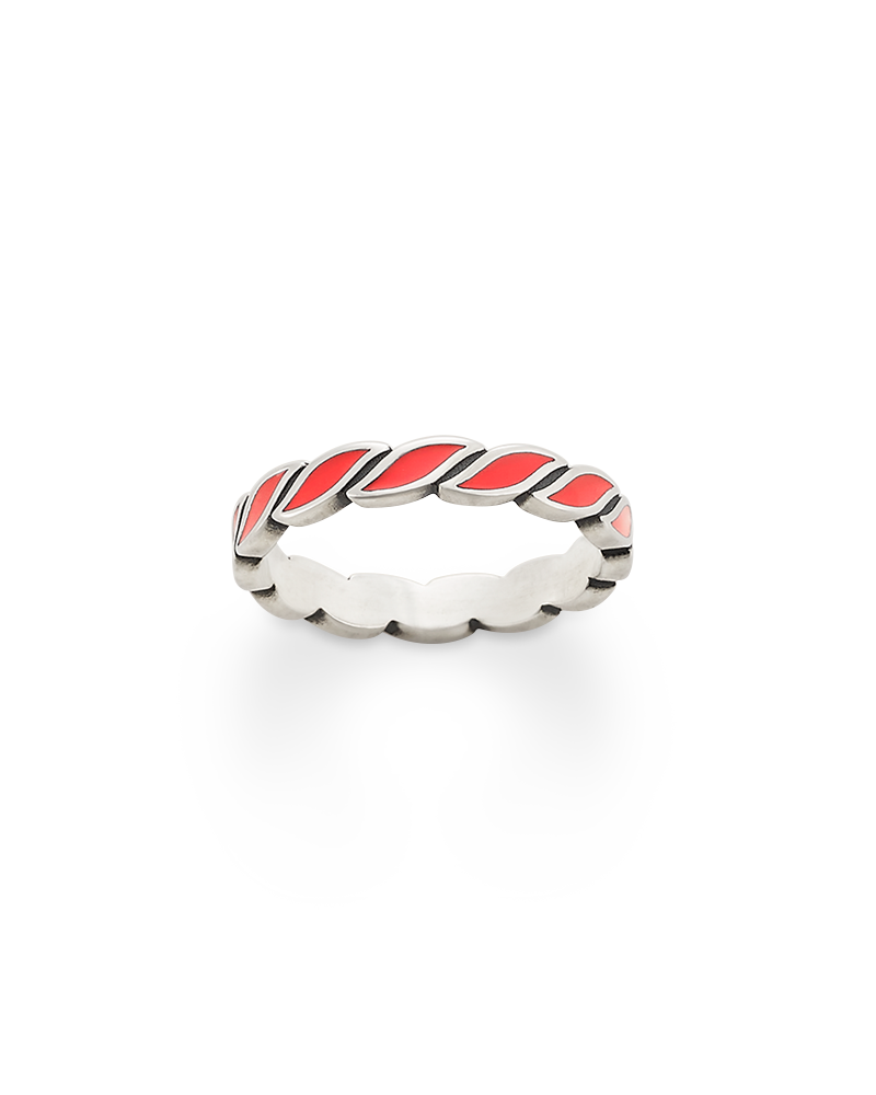 Enamel Coral Twist Stacker Ring