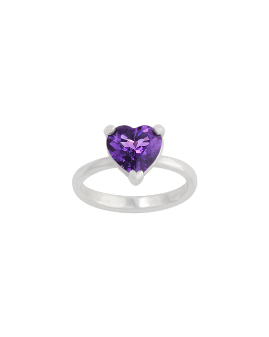 Heart Gemstone Ring with Amethyst