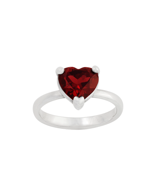 Heart Gemstone Ring with Garnet
