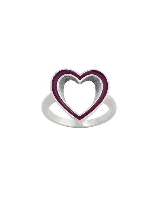 Enamel Purple Open Heart Ring