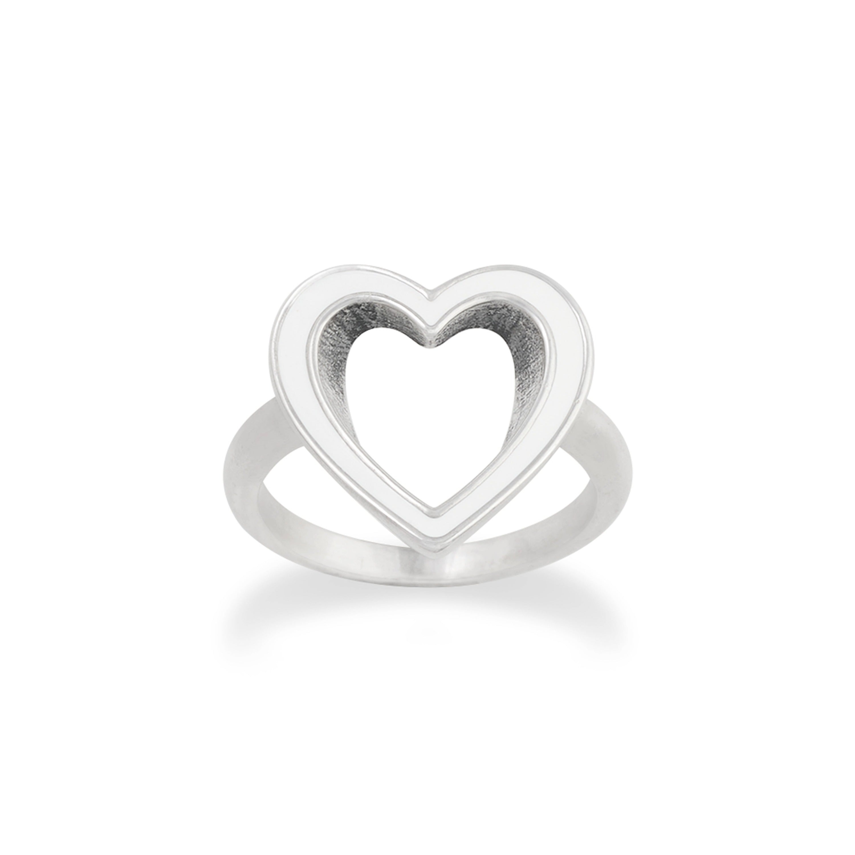 Enamel White Open Heart Ring – Consuela Enamel White Open Heart Ring – Consuela