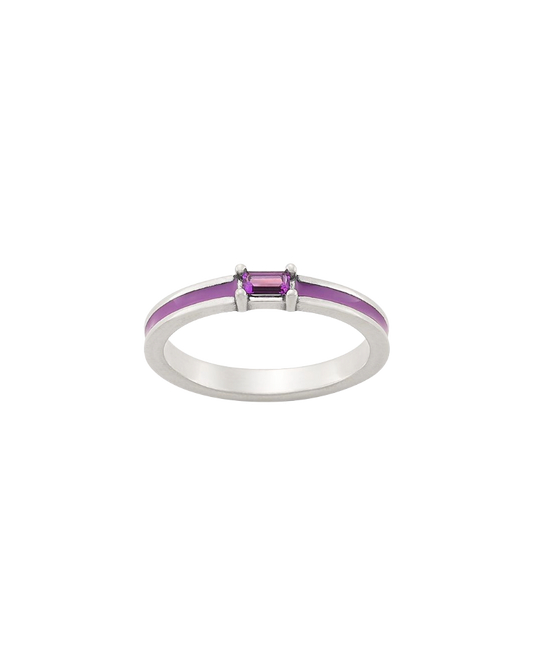 Enamel Purple Gemstone Stacker Ring