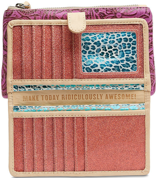 CONSUELA COLORFUL TOOLED LEATHER WALLET CALLED "MENA SLIM WALLET"