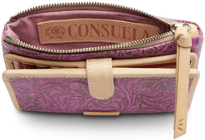 CONSUELA COLORFUL TOOLED LEATHER WALLET CALLED "MENA SLIM WALLET"