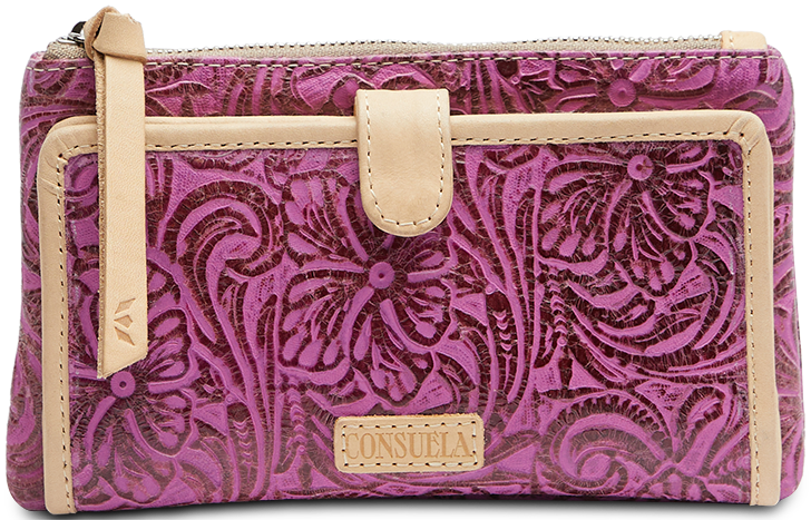 CONSUELA COLORFUL TOOLED LEATHER WALLET CALLED "MENA SLIM WALLET"