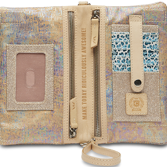 CONSUELA IRIDESCENT LEATHER CROSSBODY BAG CALLED "GLORIA UPTOWN CROSSBODY"