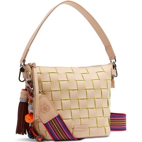 Consuela Leather Crossbody Purse Wedge Bag