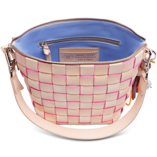 Consuela Leather Crossbody Purse Wedge Bag