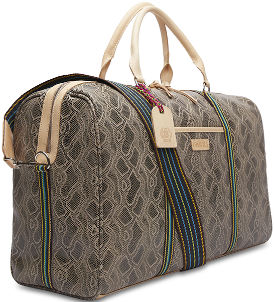 SNAKE SKIN LEATHER TRAVEL WEEKENDER BAG CALLED "DIZZY"