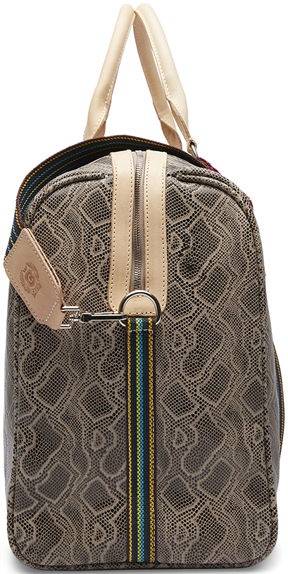 SNAKE SKIN LEATHER TRAVEL WEEKENDER BAG CALLED "DIZZY"