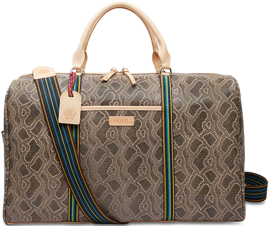 SNAKE SKIN LEATHER TRAVEL WEEKENDER BAG CALLED "DIZZY"