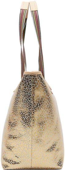 COLORFUL TOTE BAG WITH GOLD LEOPARD PRINT CALLED "KIT ZIPPER TOTE"