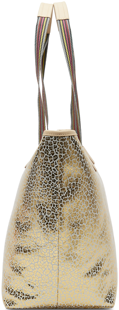 COLORFUL TOTE BAG WITH GOLD LEOPARD PRINT CALLED "KIT ZIPPER TOTE"