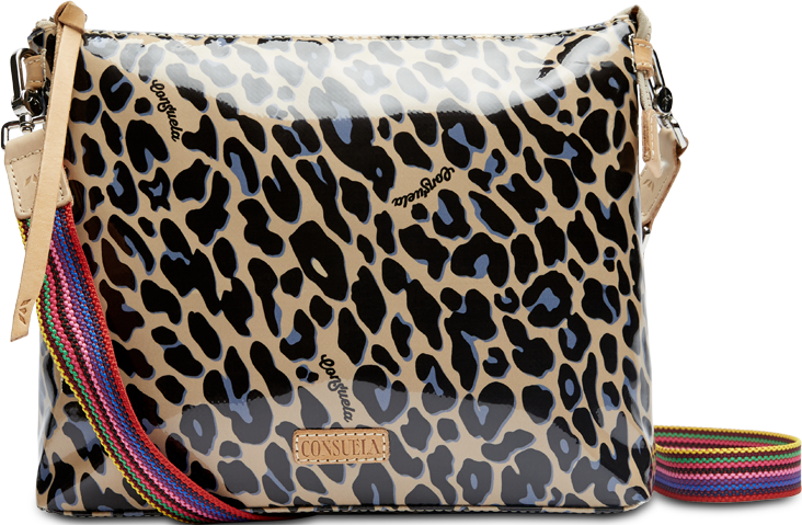 CONSUELA COLORFUL ANIMAL PRINT CROSSBODY BAG CALLED "BLUE JAG DOWNTOWN CROSSBODY"