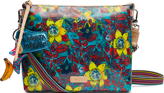 CONSUELA COLORFUL FLORAL PRINT CROSSBODY BAG CALLED "JAMIE DOWNTOWN CROSSBODY"