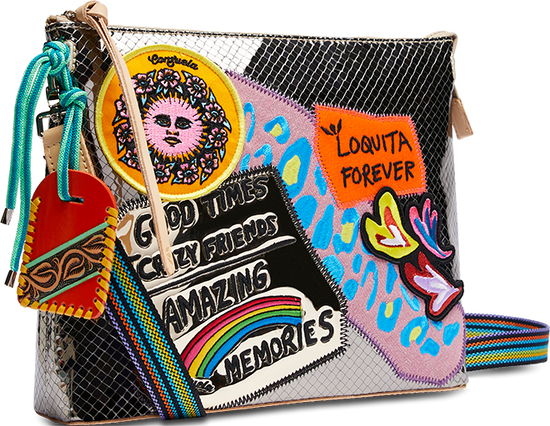 CONSUELA SILVER PATCHWORK CROSSBODY BAG CALLED "KYLE DOWNTOWN CROSSBODY"