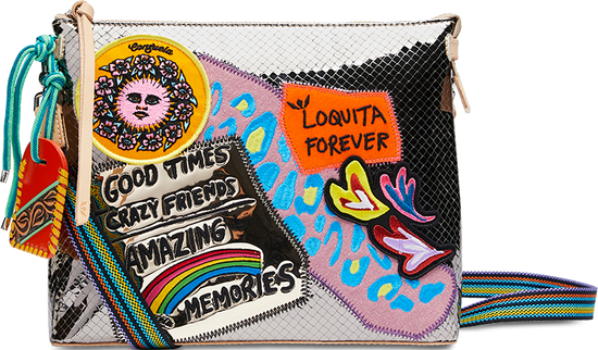 CONSUELA SILVER PATCHWORK CROSSBODY BAG CALLED "KYLE DOWNTOWN CROSSBODY"